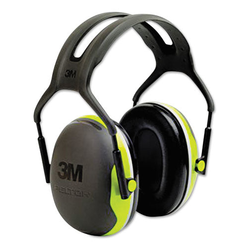 Image of 3M X4A PELTOR X4A Over the Head Earmuffs, Dielectric, 27 dB NRR, Black/Chartreuse