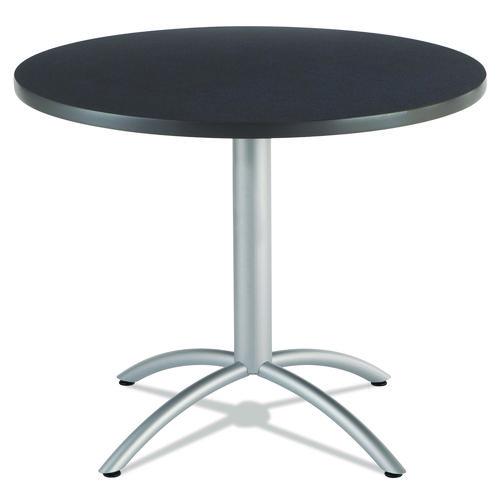 Image of Iceberg CafeWorks Table, Cafe-Height, Round, 36" x 30", Graphite Granite Top, Silver Base