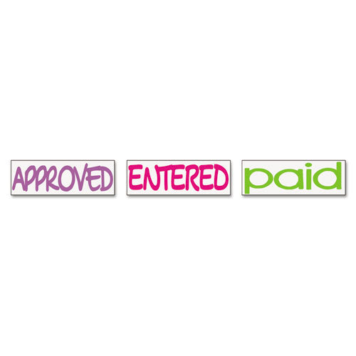 Image of Trodat® 8802 Interlocking Stack Stamp, Approved, Entered, Paid, 1.81" X 0.63", Assorted Fluorescent Ink