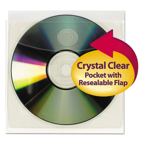 Image of Smead 68144 Self-Adhesive CD/Diskette Pockets, Clear, 10/Pack
