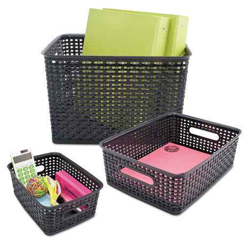 Image of Advantus 40326 Weave Bins, 9.88 X 7.38 X 4, Black, 3/pack