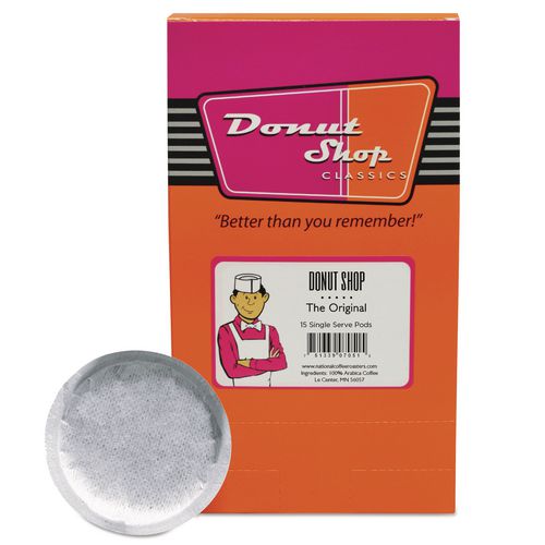 Image of National Coffee Roasters NCR599961590 Donut Shop Coffee Pods, Medium Roast, 15/box