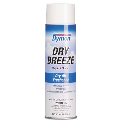 Image of Dymon® 70220 Dry Breeze Aerosol Air Freshener, Sugar And Spice, 10 Oz Aerosol Spray, 12/carton