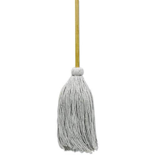 Image of Boardwalk® BWKCD50032S Cotton Deck Mop, #32 White Cotton Head, 50" Wood Handle, 6/Carton