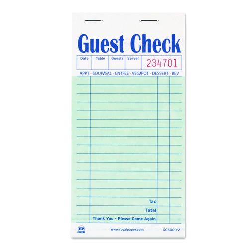 Image of AmerCareRoyal® GC6000-2 Guest Check Pad, 17 Lines, Two-Part Carbon, 3.5 x 6.7, 50 Forms/Pad, 50 Pads/Carton