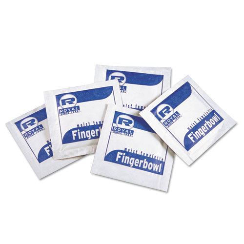 Image of AmerCareRoyal® RF1MB Moist Towelettes, Individually Wrapped, 4 x 6, Lemon Scent, White, 1,000/Carton
