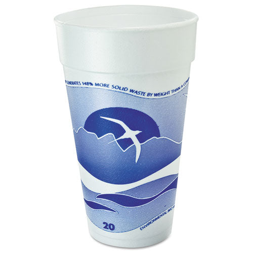 Image of Dart® 20J16H Horizon Hot/Cold Foam Drinking Cups, 20 oz, White/Blueberry, 25/Bag, 20 Bags/Carton