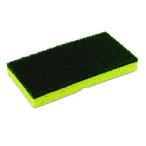Image of ContinentalÂ® Medium-Duty Sponge N' Scrubber, 3.38 X 6.25, 0.88" Thick, Yellow/green, 3/pack, 8 Packs/carton
