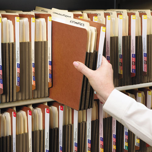 Image of Smead 74681 Redrope Drop-Front End Tab File Pockets, Fully Lined 6.5" High Gussets, 3.5" Expansion, Legal Size, Redrope/Brown, 10/Box