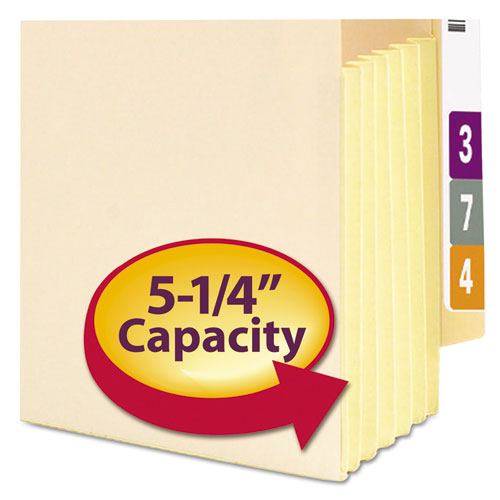 Image of Smead Manila End Tab File Pockets with Tear Resistant Gussets, 5.25" Expansion, Letter Size, Manila, 10/Box