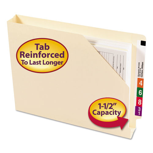 Image of Smead 75740 End Tab Jackets With Reinforced Tabs, Straight Tab, Letter Size, 14-Pt Manila, 50/box