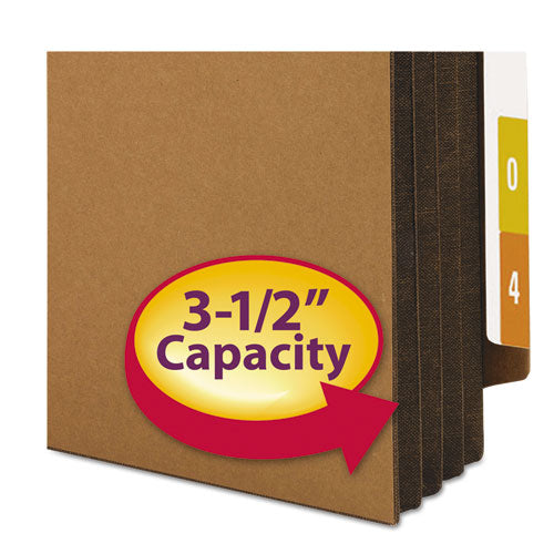 Image of Smead 74681 Redrope Drop-Front End Tab File Pockets, Fully Lined 6.5" High Gussets, 3.5" Expansion, Legal Size, Redrope/Brown, 10/Box