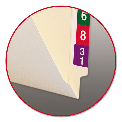 Image of Smead Heavyweight Manila End Tab Folders, 9.5" High Front, Reinforced Straight Tabs, Legal Size, 0.75" Expansion, Manila, 100/Box