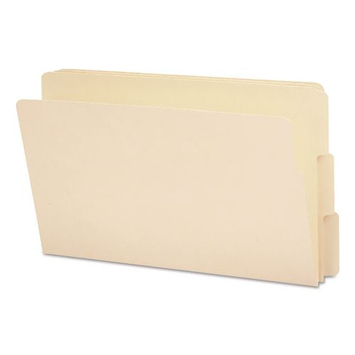 Image of Smead Heavyweight Manila End Tab Folders, 9" High Front, Reinforced 1/3-Cut Tabs: Assorted, Legal, 0.75" Expansion, Manila, 100/Box