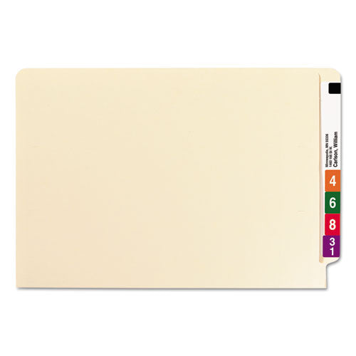 Image of Smead Heavyweight Manila End Tab Folders, 9.5" High Front, Reinforced Straight Tabs, Legal Size, 0.75" Expansion, Manila, 100/Box