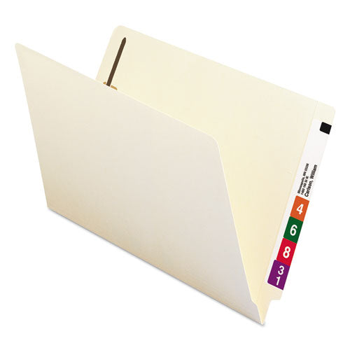 Image of Smead 37115 Manila End Tab Fastener Folders, Reinforced Straight Tab, Expands 0.75", 2 Fasteners, Legal Size, 11-pt Manila, 50/Box