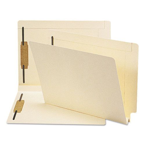 Image of Smead 34276 Manila End Tab Fastener Folders, W-Fold Design, Reinforced Straight Tab, Expand 1.5", 2 Fasteners, Letter Size, Manila, 50/BX