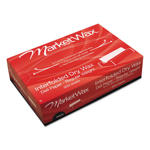 Image of Bagcraft P011008 MarketWax Interfolded Dry Wax Deli Paper, 10.75 x 8, White, 500/Box, 12 Boxes/Carton