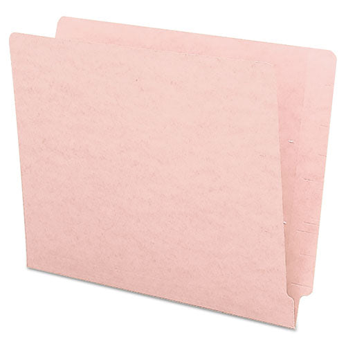 Image of Smead 25610 Shelf-Master Reinforced End Tab Colored Folders, Straight Tabs, Letter Size, 0.75" Expansion, Pink, 100/Box