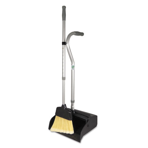 Image of Unger® EDTBG Telescopic Ergo Dust Pan with Broom, 12 x 45, 45" Handle, Metal/Vinyl, Gray/Silver