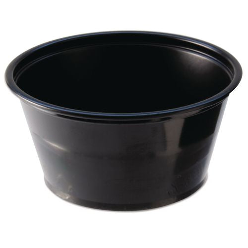 Image of Fabri-Kal® 000000000009505137 Portion Cups, 2 oz, Plastic, Black, 250/Sleeve, 10 Sleeves/Carton
