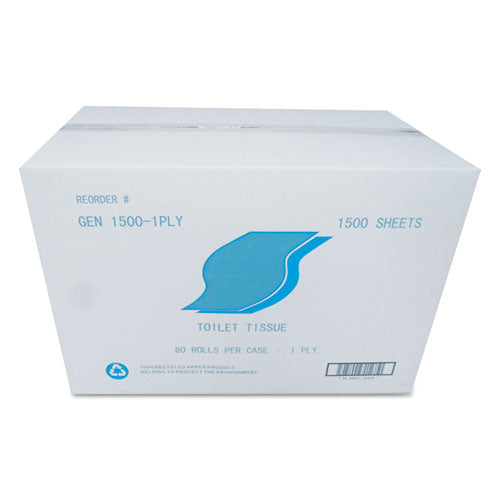 Image of GEN GEN15001PLY Small Roll Bath Tissue, Septic Safe, 1-Ply, White, 1,500 Sheets/roll, 60 Rolls/carton