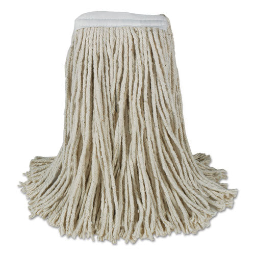 Image of Boardwalk® BWKCM20020 Banded Cotton Mop Heads, Cut-End, 20 oz, White, 12/Carton