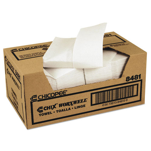 Image of Chicopee® 8481 Durawipe Shop Towels, 13 X 15, Z Fold, White, 100/carton