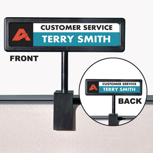 Image of Advantus 75334 People Pointer Cubicle Sign, Plastic, 8.5 X 2, Black