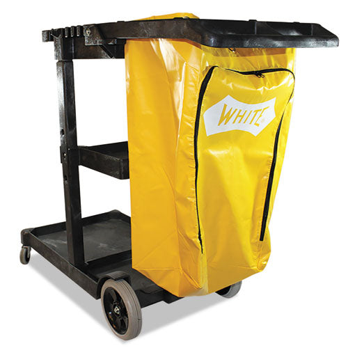 Image of Impact® 6850 Janitorial Cart, Plastic, 3 Shelves, 1 Bin, 20.5" x 48" x 38", Yellow