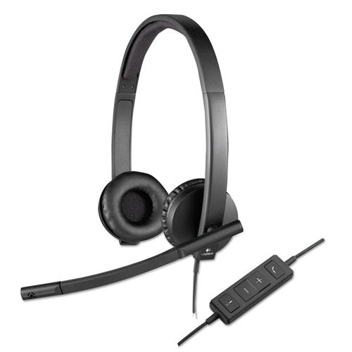 Image of Logitech® 981-000574 H570e Binaural Over The Head Wired Headset, Black