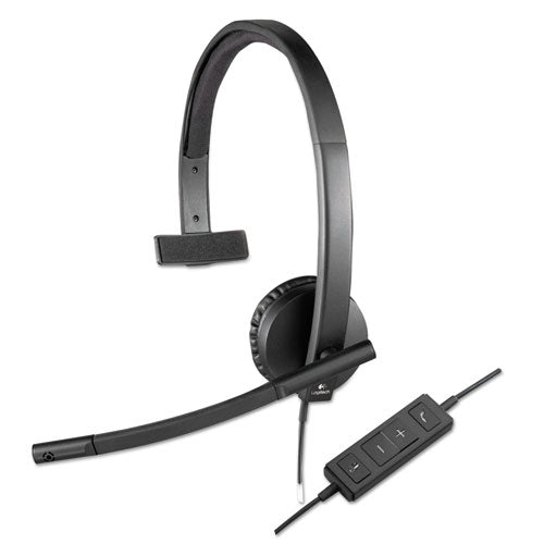 Image of Logitech® 981-000570 H570e Monaural Over The Head Wired Headset, Black