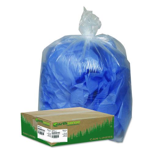Image of Earthsense® Commercial 1507733 Linear Low Density Clear Recycled Can Liners, 45 gal, 1.5 mil, 40" x 46", Clear, 10 Bags/Roll, 10 Rolls/Carton