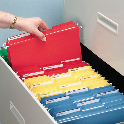 Image of Smead 10267 Interior File Folders, 1/3-Cut Tabs: Assorted, Letter Size, 0.75" Expansion, Red, 100/Box