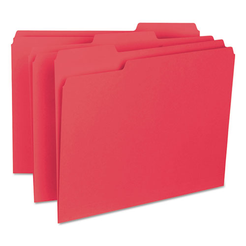 Image of Smead 10267 Interior File Folders, 1/3-Cut Tabs: Assorted, Letter Size, 0.75" Expansion, Red, 100/Box