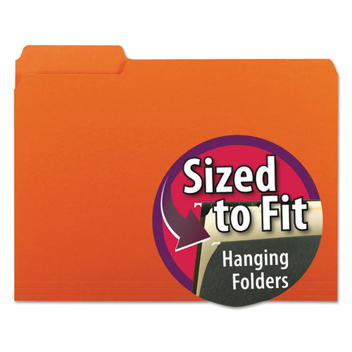 Image of Smead 10259 Interior File Folders, 1/3-Cut Tabs: Assorted, Letter Size, 0.75" Expansion, Orange, 100/Box