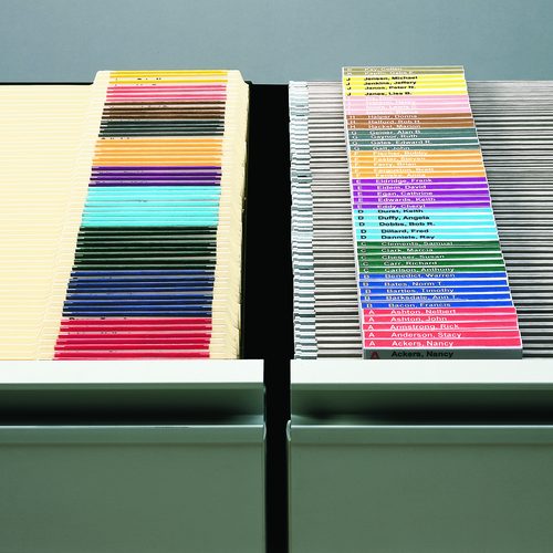 Image of Smead Viewables Hanging Folder Tabs and Labels, Complete Bulk Pack Refill, 1/3-Cut, Assorted Colors, 3.5" Wide, 100/Box