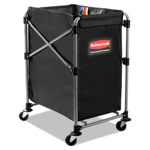 Image of Rubbermaid® Commercial 1881749 One-Compartment Collapsible X-Cart, Synthetic Fabric, 4.98 cu ft Bin, 20.33" x 24.1" x 34", Black/Silver