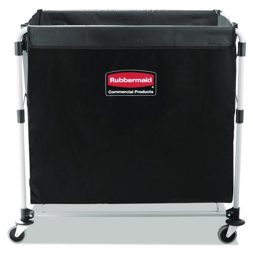 Image of Rubbermaid® Commercial 1881750 One-Compartment Collapsible X-Cart, Synthetic Fabric, 9.96 cu ft Bin, 24.1" x 35.7" x 34", Black/Silver
