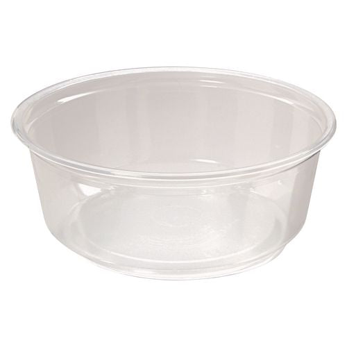 Image of Fabri-Kal® 000000000009505100 Microwavable Deli Containers, 8 oz, 4.6" Diameter x 1.8" h, Clear, Plastic, 500/Carton