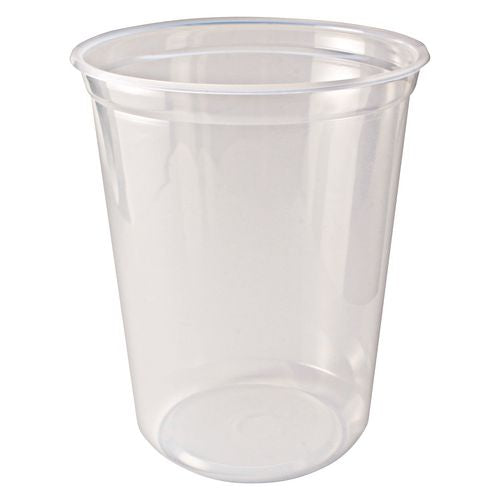 Image of Fabri-Kal® 000000000009505104 Microwavable Deli Containers, 32 oz, 4.6" Diameter x 5.6" h, Clear, Plastic, 500/Carton