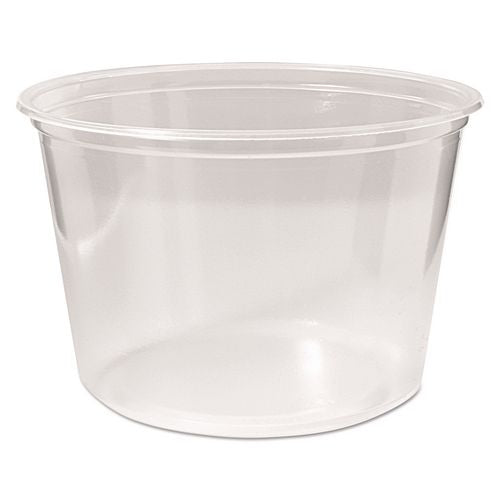Image of Fabri-Kal® 000000000009505102 Microwavable Deli Containers, 16 oz, 4.6" Diameter x 3" h, Clear, Plastic, 500/Carton