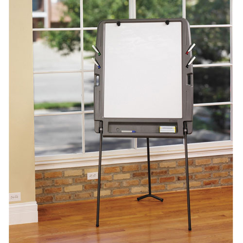 Image of Iceberg 30227 Ingenuity Portable Flipchart Easel with Dry Erase Surface, 35" x 30", White Surface, Charcoal Gray Polyethylene Frame