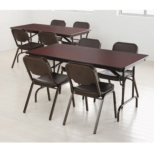 Image of Iceberg OfficeWorks Commercial Wood-Laminate Folding Table, Rectangular, 60" x 30" x 29", Mahogany
