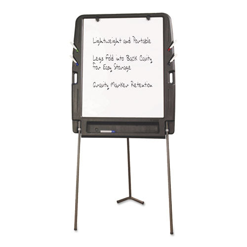Image of Iceberg 30227 Ingenuity Portable Flipchart Easel with Dry Erase Surface, 35" x 30", White Surface, Charcoal Gray Polyethylene Frame