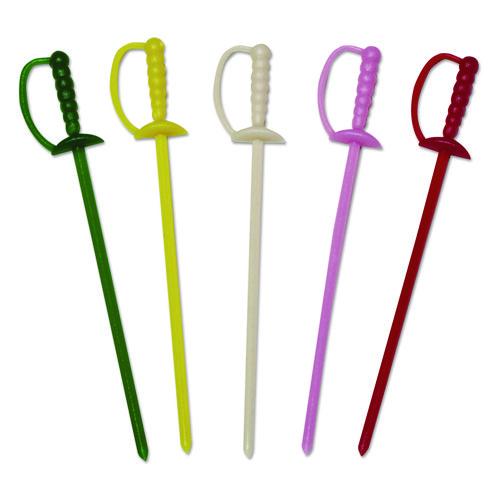 Image of AmerCareRoyal® RPP RP147 Sword Picks, Plastic, 3.25", Assorted Colors, 10,000/Carton