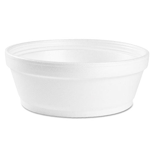 Image of Dart® 8SJ32 Foam Container, Squat, 8 oz, 4.63" Diameter x 1.13" h, White, 500/Carton