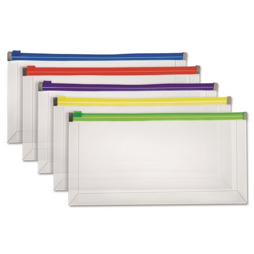 Image of Pendaflex® 85293 Poly Zip Check Envelope, Zipper Closure, 10.13 x 5.13, Assorted Colors, 5/Pack