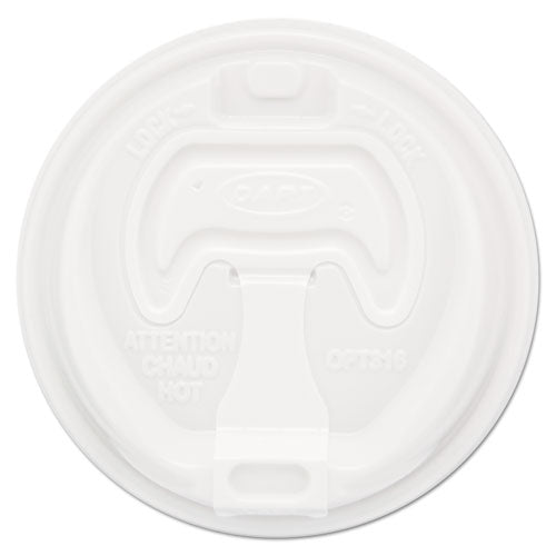 Image of Dart® 16RCL Optima Reclosable Lid, Fits 12 oz to 24 oz Hot Cups, Plastic, White, 100/Pack