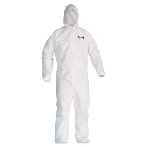 Image of KleenGuard KCC 46113 A30 Elastic Back and Cuff Hooded Coveralls, Large, White, 25/Carton